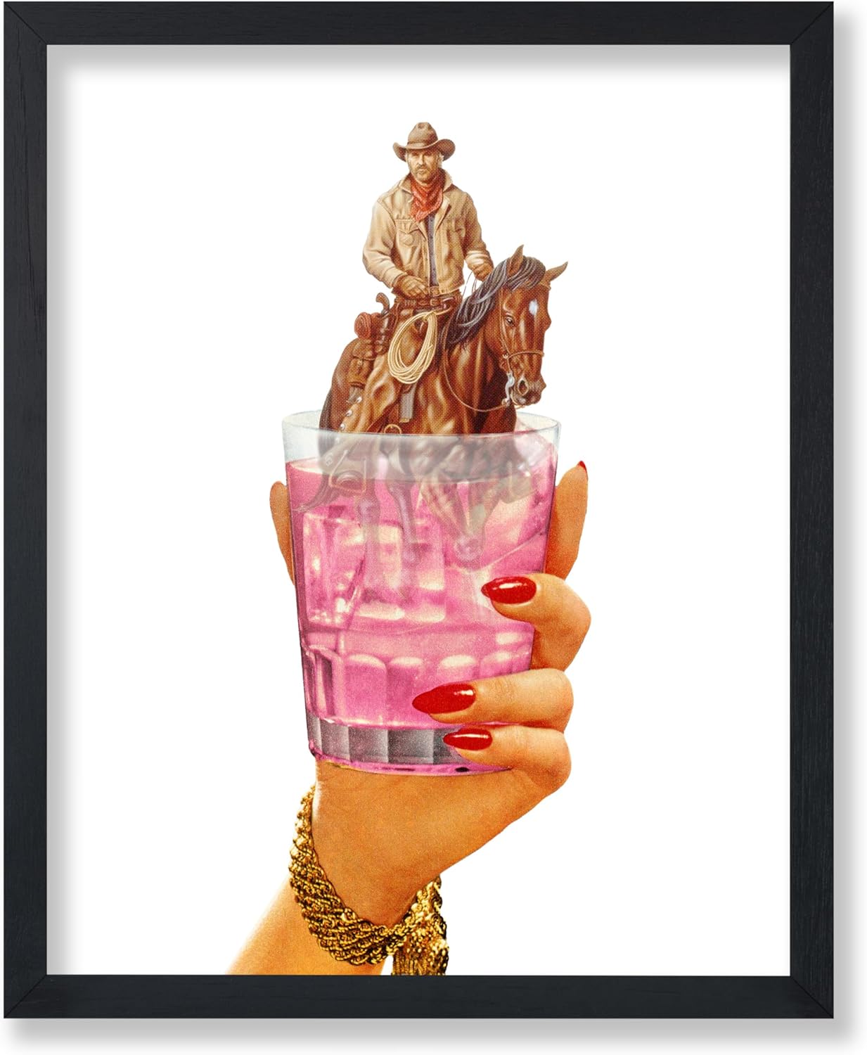 11x14 Poster Master Cocktail Print - Retro Western Cowboy Poster - Wild West Collage Art - Kitchen Wall Design
