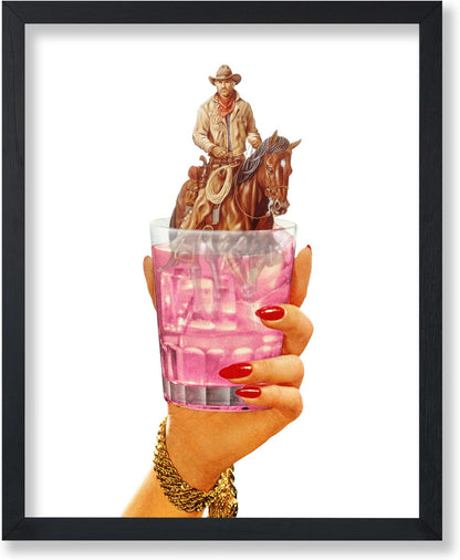 11x14 Poster Master Cocktail Print - Retro Western Cowboy Poster - Wild West Collage Art - Kitchen Wall Design
