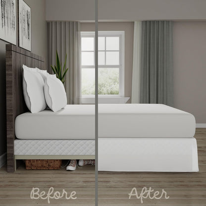 TodaysHome Microfiber Classic Tailored Bed Skirt Dust Ruffle, Queen, White - TOH25014WHIT03