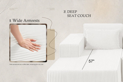 HABUTWAY Sectional Couches for Living Room,No Assembly L Shaped Couch 105" Modular Sectional Sofa Couch with Deep Seat,Cloud Couches Furniture Sets for Apartment,Corduroy (Beige, Left Facing)
