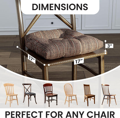 Klear Vu Gripper Overstuffed Universal Non-Slip Dining Chair Cushions, 2 Count for Kitchen Decor, Chenille Chocolate