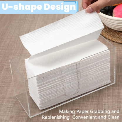 IANFAN 2 Pack Acrylic Countertop Paper Towel Dispenser, Clear Napkin Holder for Bathroom Countertop Paper Towel Holder Z-fold/C-Fold/MultiFold Trifold Papers Towels for Bathroom Kitchen Restaurant(2)