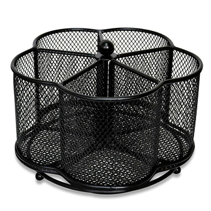 PNEUICALLY 360 Degree Rotate Pen Holder for Desk Mesh Desk Pen Organizer Pencil Holder Large Capacity Accessories & Workspace Organizers for School,Home (Black, No hook)