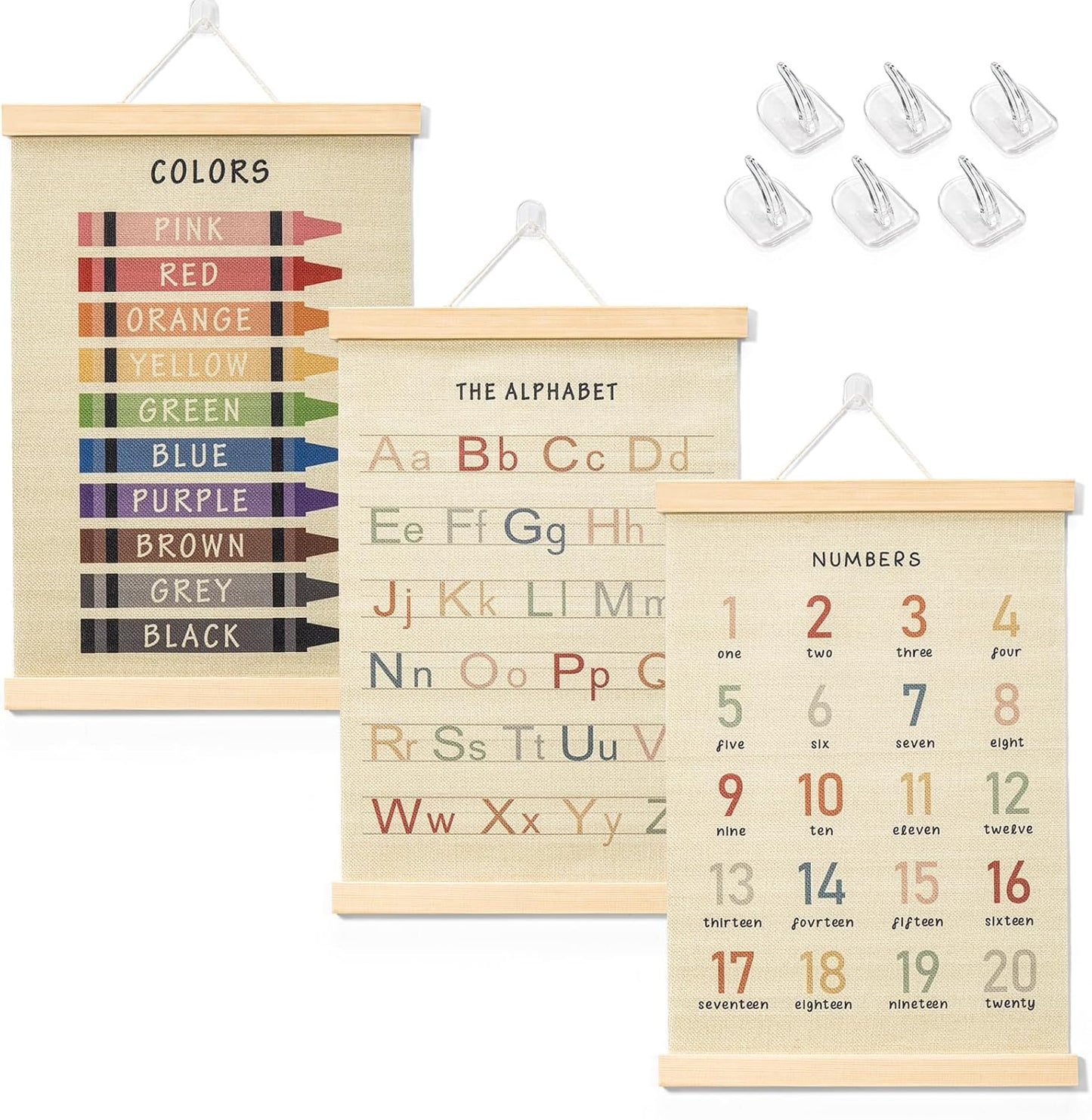 12x16 Inch (3-Pack) BEZONO Toddler Learning Posters | Wall Decor for Playroom & Nursery, Interactive Learning Posters