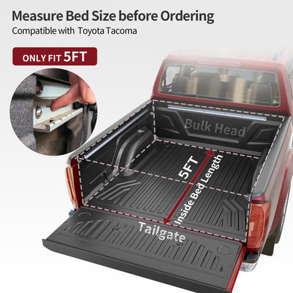 OEDRO Soft Roll Up Truck Bed Tonneau Cover Compatible with Toyota Tacoma 2024 2025 2026 (Excl. Trail) 5 Ft Bed with Track Rail System