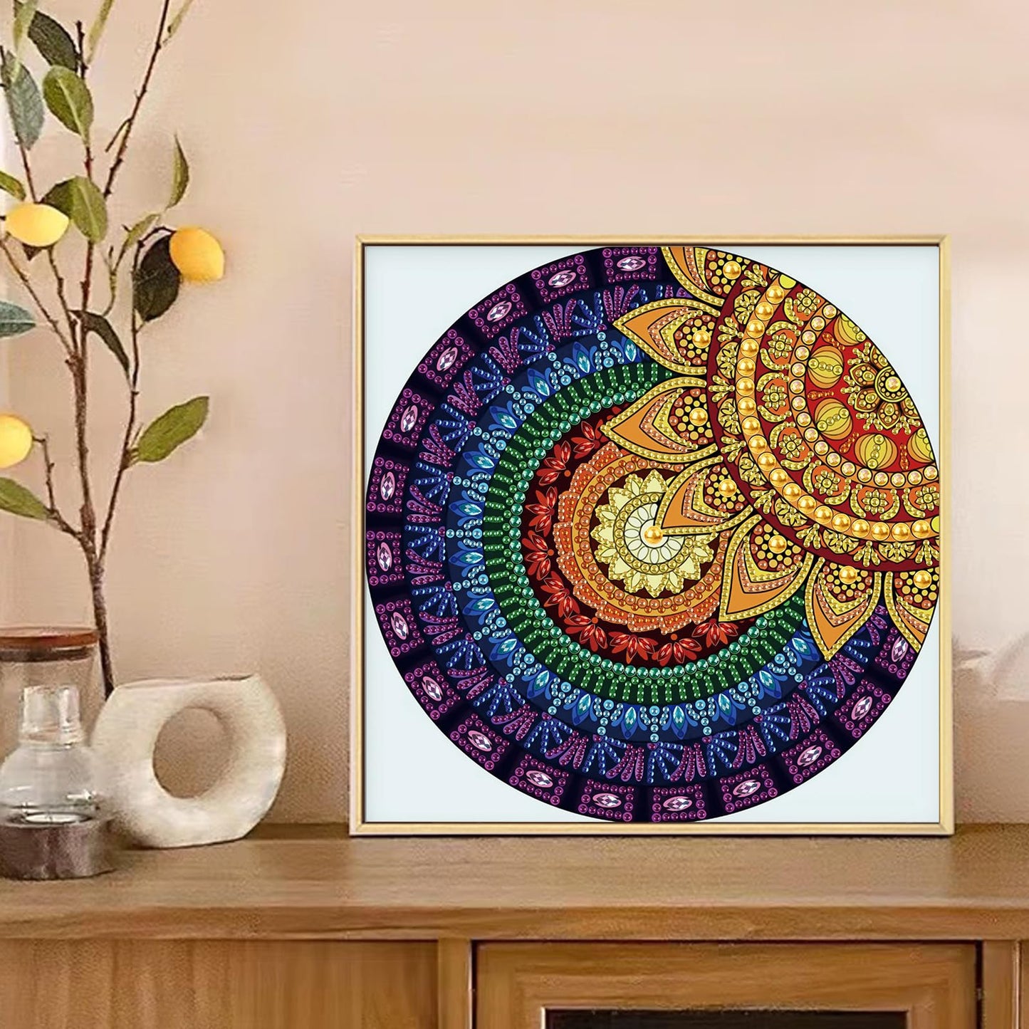 MVVMTOP Diamond Art Painting Kit, DIY Mandala 5D Special Shape Crystal Diamond Partial Diamond Art Painting Mosaic Making Craft, Suitable for Home Wall Decor Art Holiday Gift, AT127