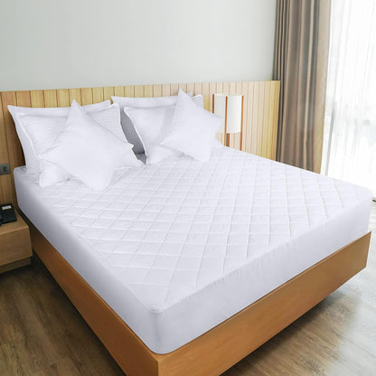 Utopia Bedding Quilted Fitted Mattress Pad - Full Size Deep Pocket Protector | Machine Washable (White)