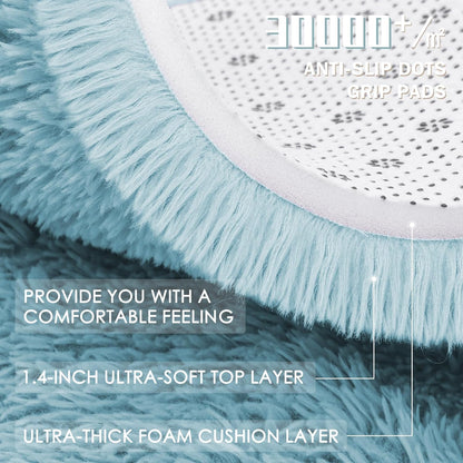 OLANLY Round Light Blue Area Rug - Soft, Fluffy, Machine Washable 3 ft Circle Carpet for Bedroom & Nursery Decor