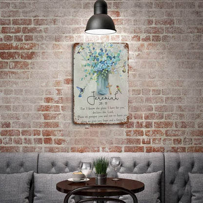Christian Wall Art Bible Verses Metal Sign Prints, Rustic Religious Floral Plants Gifts, Inspirational Farmhouse
