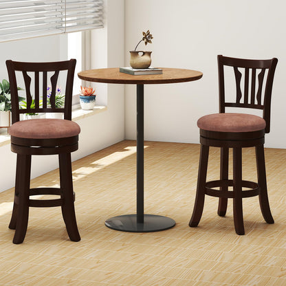 COSTWAY 26" Counter Height Stools Set of 4, Swivel High-Top Chairs with Backrest & Faux Leather Padded Seat, Rubber Wood Counter Barstools with Footrest for Kitchen, Dining Room, Pub (4,26'')