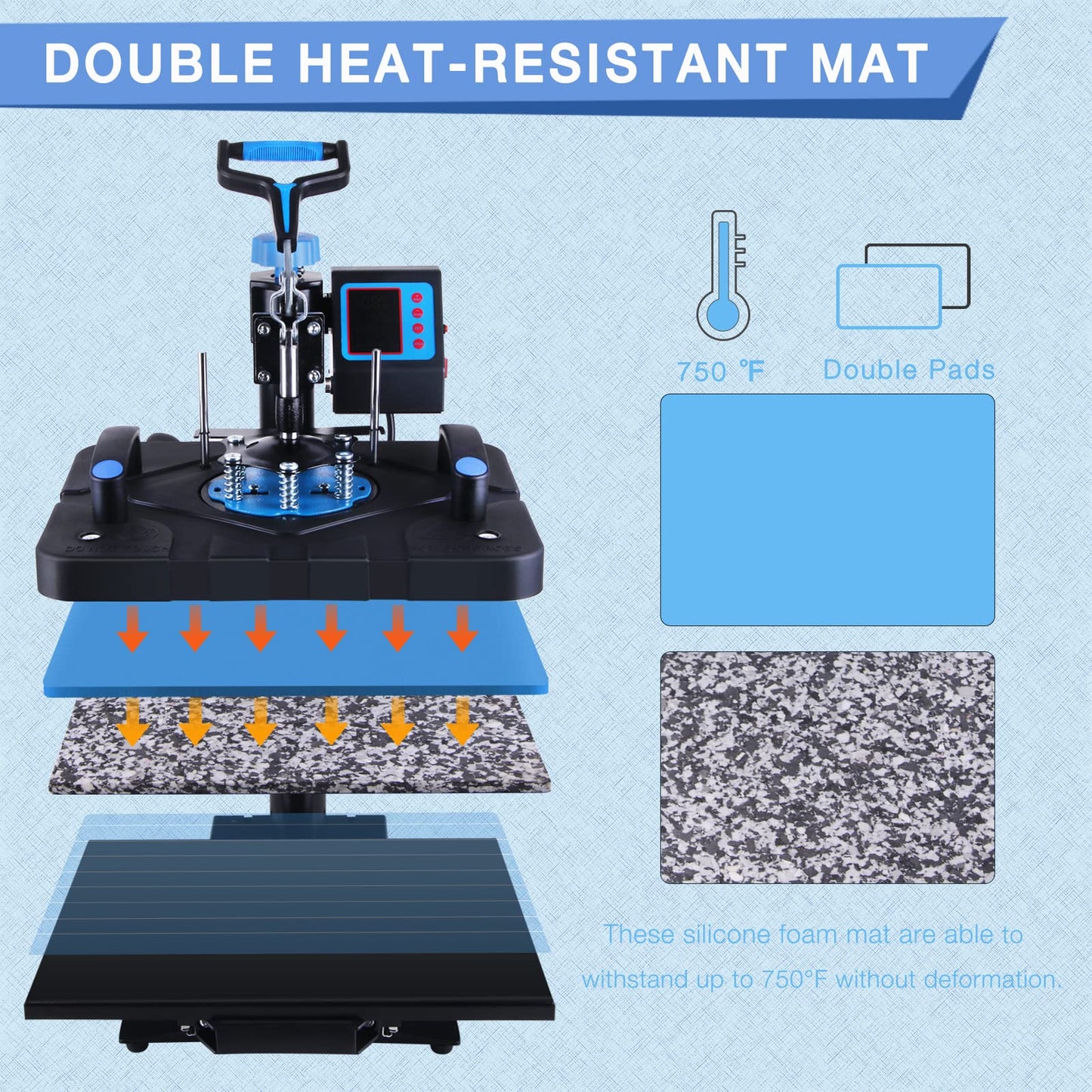 HORGELU Upgraded 8 in 1 Heat Press Machine 15x15 Inch Heat Transfer Machine 360-Degree Swing Away Multifunction Digital Sublimation Combo Heat Press for T Shirt Mug Hat Plate for Commercial Home 110V