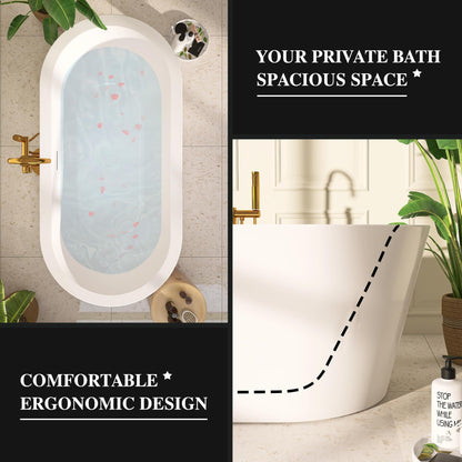 Adecab 61" Freestanding Bathtubs, Acrylic Soaking Tubs for Adult, Integrated Overflow and Drain, cUPC Certified, Glossy White