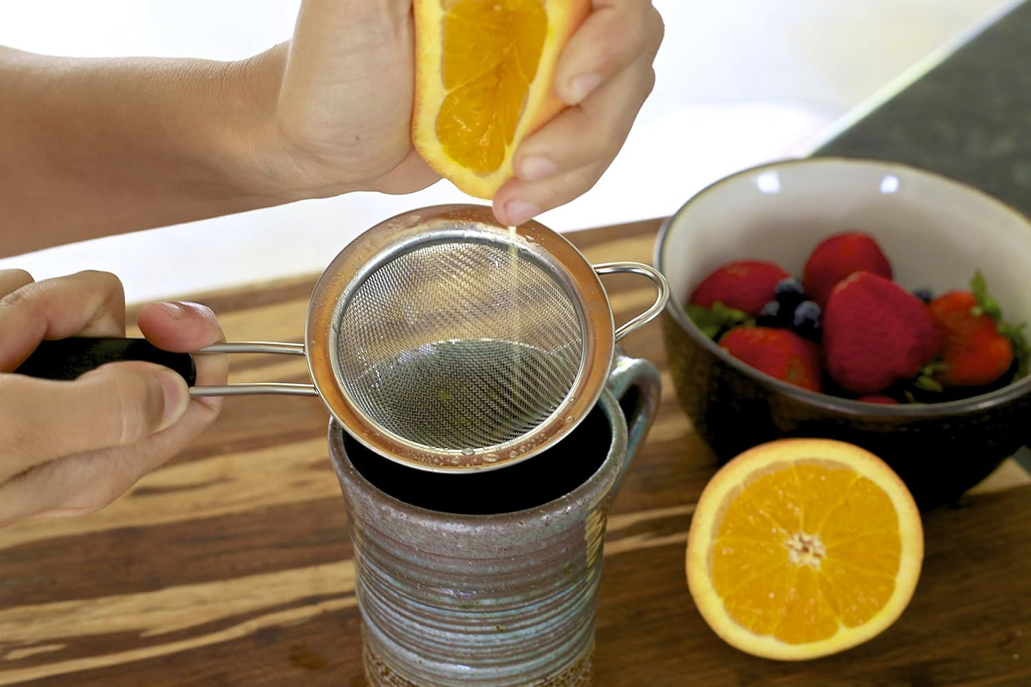 Fine Mesh Stainless Steel Mini Tea Strainer, 3 inch, Ideal for Straining Teas and Cocktails