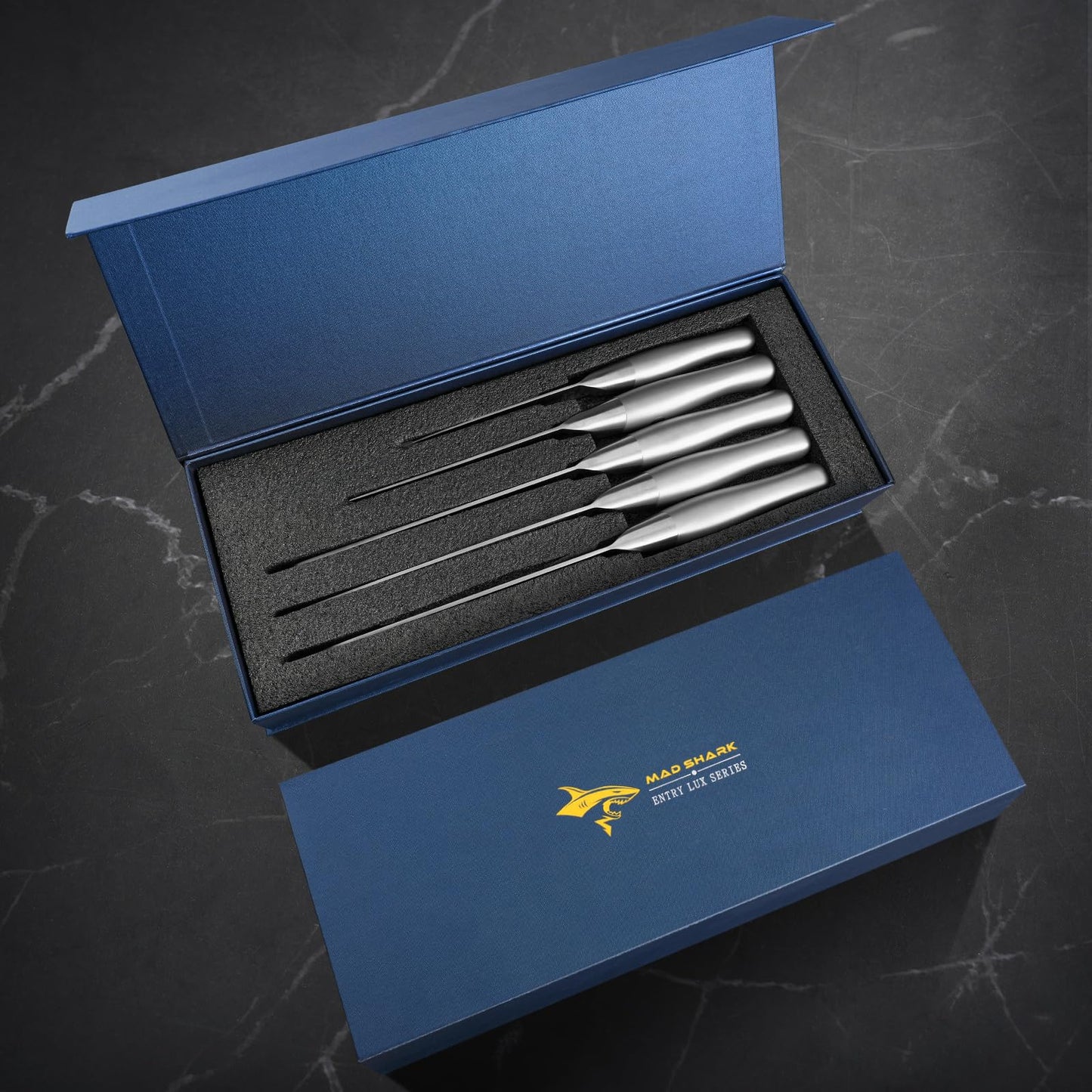 MAD SHARK Kitchen Knife Set, 5PCS Sharp Ultra Chef Knife Set, High Carbon Stainless Steel Knives Set with Ergonomic Handle, Professional Kitchen Knives Sets, Gift Box Packaging