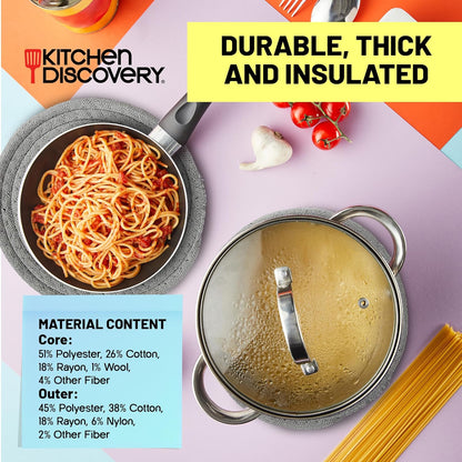 Trivets for Hot Pots and Pans, Kitchen Discovery 8" Chenille Trivets, Set of 3 Large Woven Hot Holders