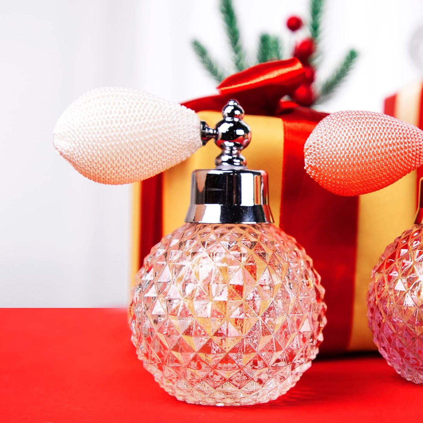 H&D Vintage Crystal Empty Perfume Replacement Spray Bottle Atomizer, Luxury Series (Clear)