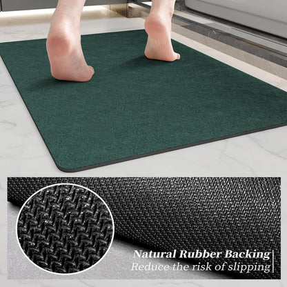 Bath Mat Rugs 24x17 - Diatomaceous Earth Quick Dry Absorbing Non Slip Thin Bathroom Mat for Bathroom Floor