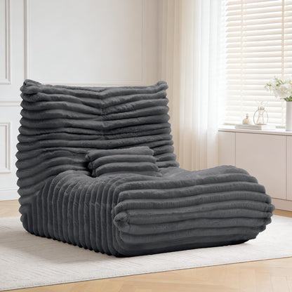 ZOOVEE Giant Bean Bag Chair with Lumbar Pillow, Memory Foam Filled Oversized Floor Sofa for Adults, Comfy Fireside Lounge Chair for Apartment, Living Room, Bedroom, Reading (Grey)