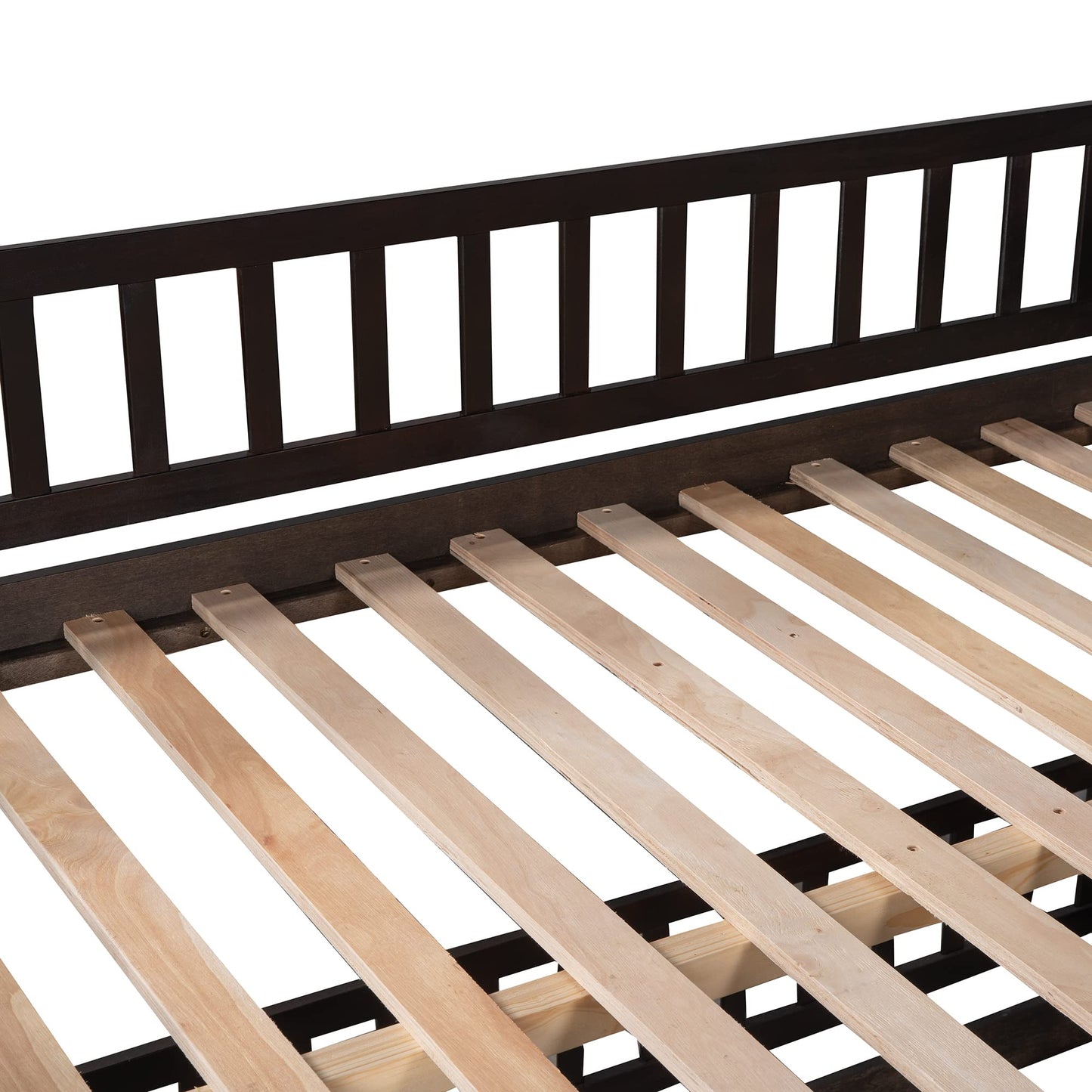Bellemave Bunk Bed Full Over Full with Slide and Stairs, Bunk Bed for Kids, Girls, Boys, Floor Bunk beds with Fence and Door, Espresso