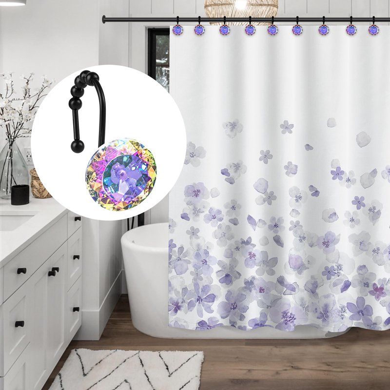 Sunlit Rustic Decorative Shower Curtain Hooks, Brown Owl Animal Shower Curtain Rings with Black Hooks, Cabin Shower Curtain Hooks, Resin, Farmhouse Bathroom Decoration, Set of 12