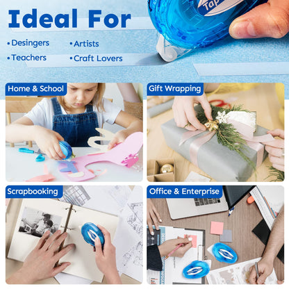 TMOL 12 Pack Scrapbook Tape, 26 Ft x 0.31 in Double Sided Tape Roller, Permanent Adhesive Tape Dispenser Runner, Photo-Safe Glue Tape Roller for Scrapbooking, Crafts and Arts Projects, Smooth & Clean