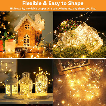 Twinkle Fairy Lights - 33ft 100LED Waterproof String Lights with Remote & Timer | Warm White for Indoor Decor