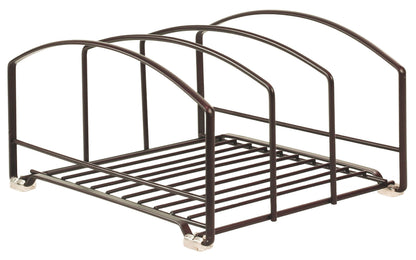 Deco Brothers Cookware Organizer Rack for Kitchen Cabinet, 3 Slot Holder, Bronze
