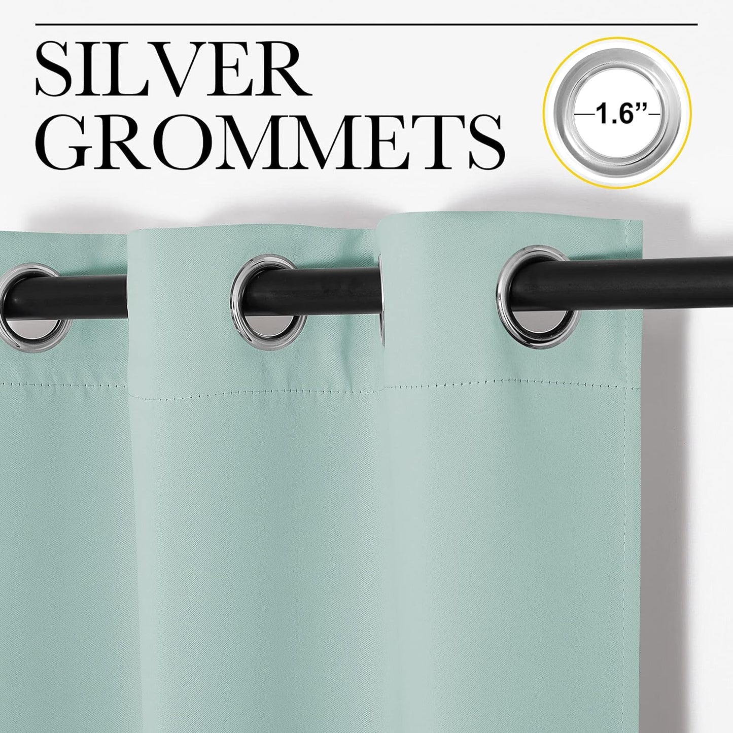 NICETOWN Aqua Blue Blackout Curtains - 102" Long | Sound Reducing & Heat Blocking | 55" Wide, 2 Panels