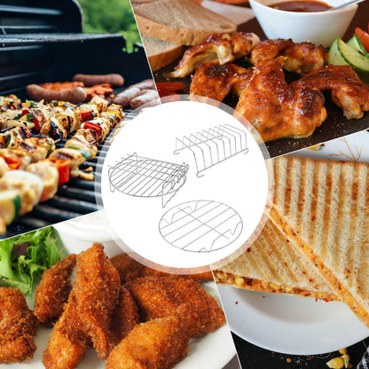 Air Fryer Racks Set 3PC, 6 inch Stainless Steel Layer Racks Air Fryer Accessories, Kitchen Multipurpose Double Layer Racks with Skewer Round Cooking Rack Toast Rack,Fits Most 2.5QT or Above Air Fryer