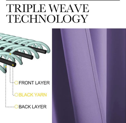 NICETOWN Blackout Curtains - Lilac Purple, 102" Long x 55" Wide, 2 Pieces | Sound Reducing, Heat & Cold Blocking Panels for Modern Decor