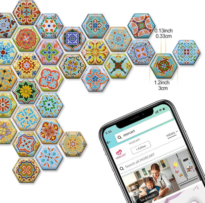 MORCART 30PCS Hexagon Fridge Magnets, Cute Decorative Magnets for Refrigerator and Office Gift