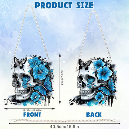DOMROM Skull Diamond Art Hanging Kits for Adults Beginners, Special Shaped Crystal Diamond Painting Skull Pendant, DIY Diamond Art Suncatchers for Home Garden Wall Decor Gift