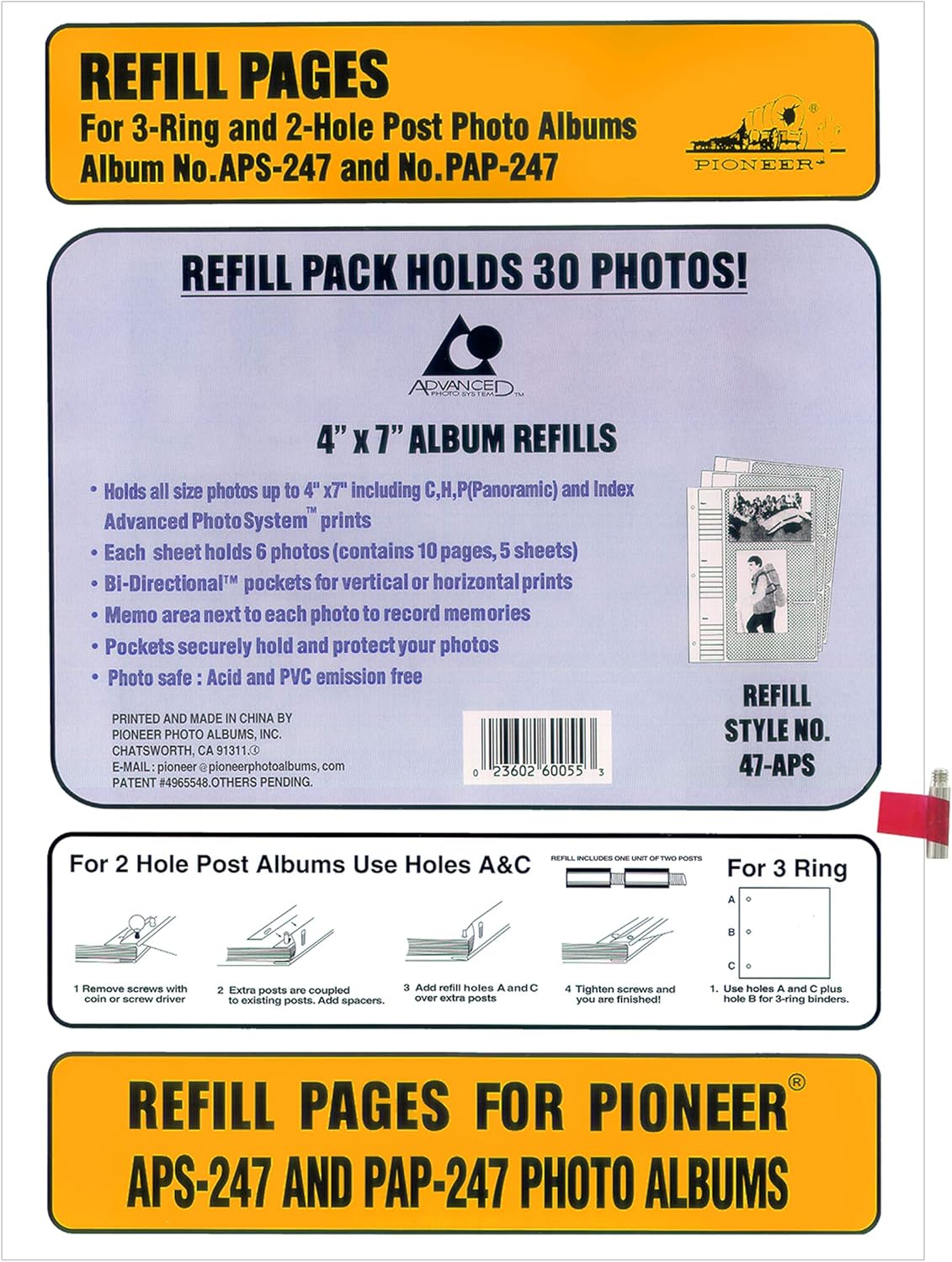 Pioneer 4x7 APS 247 Album Refill