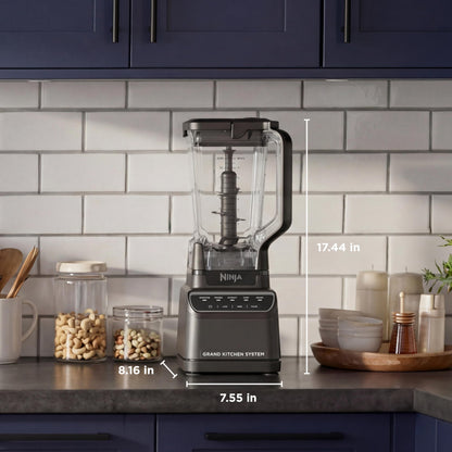 Ninja Kitchen System | All-in-One for Smoothies, Frozen Drinks, Veggie Chopper & More | With Full-Size Pitcher, 8 Cup Food Processor Bowl, (2) 18 oz. Cups, | 1200 Watt | Dark Grey | BR601AMZ