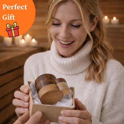 The Easy Strike Acacia Wood Match Holder with Striker & Extra Striker Pad - 3.25" x 2" Decorative Matchstick Organizer for Fireplace, Candles, Home Decor Gift, Matches Not Included (1 Pcs)