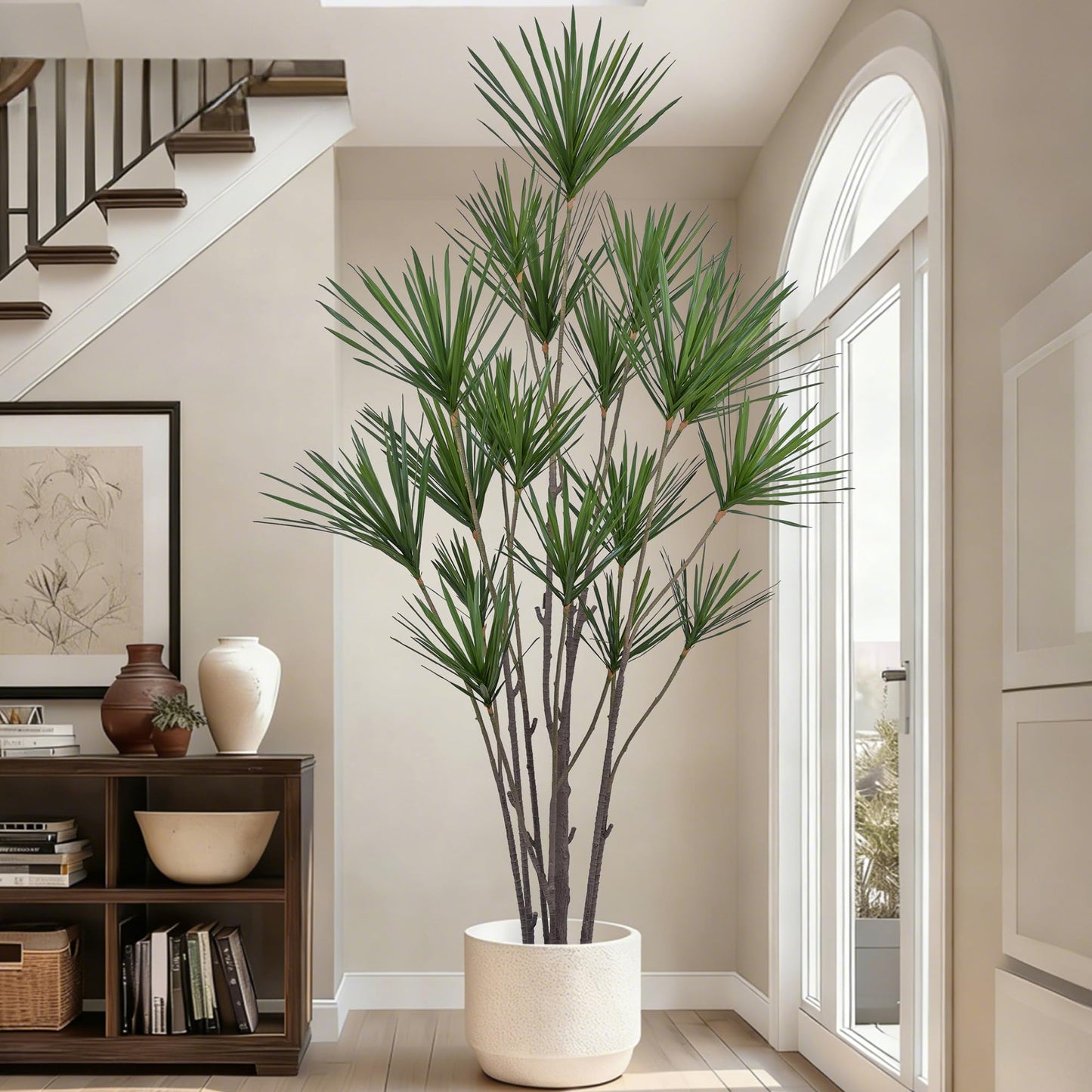 Fsslower Artificial Dracaena Marginata Tree 8FT with 547 Leaves & 19 Heads Tall Large Lifelike Faux Tropical Yucca Plant Madagascar Dragon Tree 96 Inch Black Pot for Indoor Home Office Store Decor