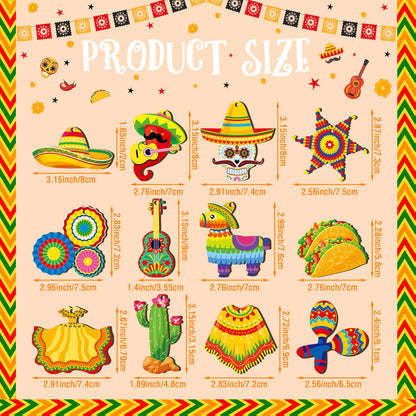 Maitys 24 Pcs Cinco De Mayo Tree Decorations Mexican Fiesta Wooden Ornaments Cinco De Mayo Tree Ornament Mexican Hanging Decoration for Holiday Party Supplies Outdoor