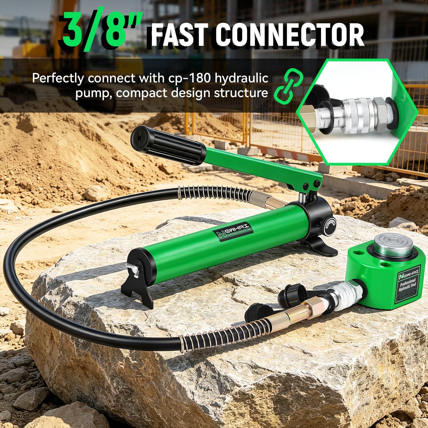 20 Ton Porta Power Ram Kit for Confined Spaces Mini Hydraulic Cylinder 0.47" Stroke with CP-180 Hand Pump Portable Hydraulic Jack for Precise Lifting in Tight Gaps Equipment Repair