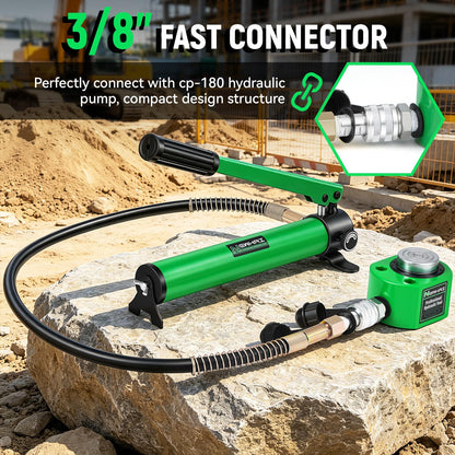 20 Ton Porta Power Ram Kit for Confined Spaces Mini Hydraulic Cylinder 0.47" Stroke with CP-180 Hand Pump Portable Hydraulic Jack for Precise Lifting in Tight Gaps Equipment Repair
