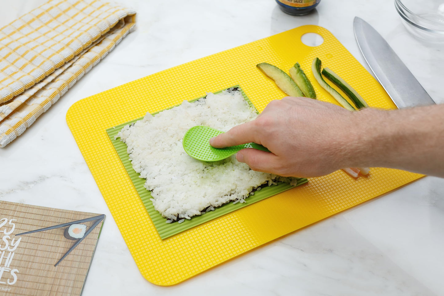 Sushi Making Kit - Home Cooking Gift Set for Kids and Adults - Silicone Sushi Roller With Recipe Book - DIY Sushi Maker Mold