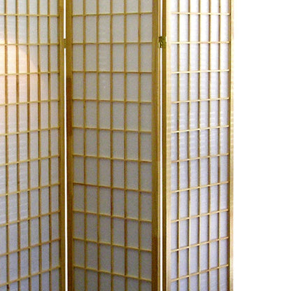 70" Tall 3 Panel Screen, Room Divider, Japanese Style with Natural Wood