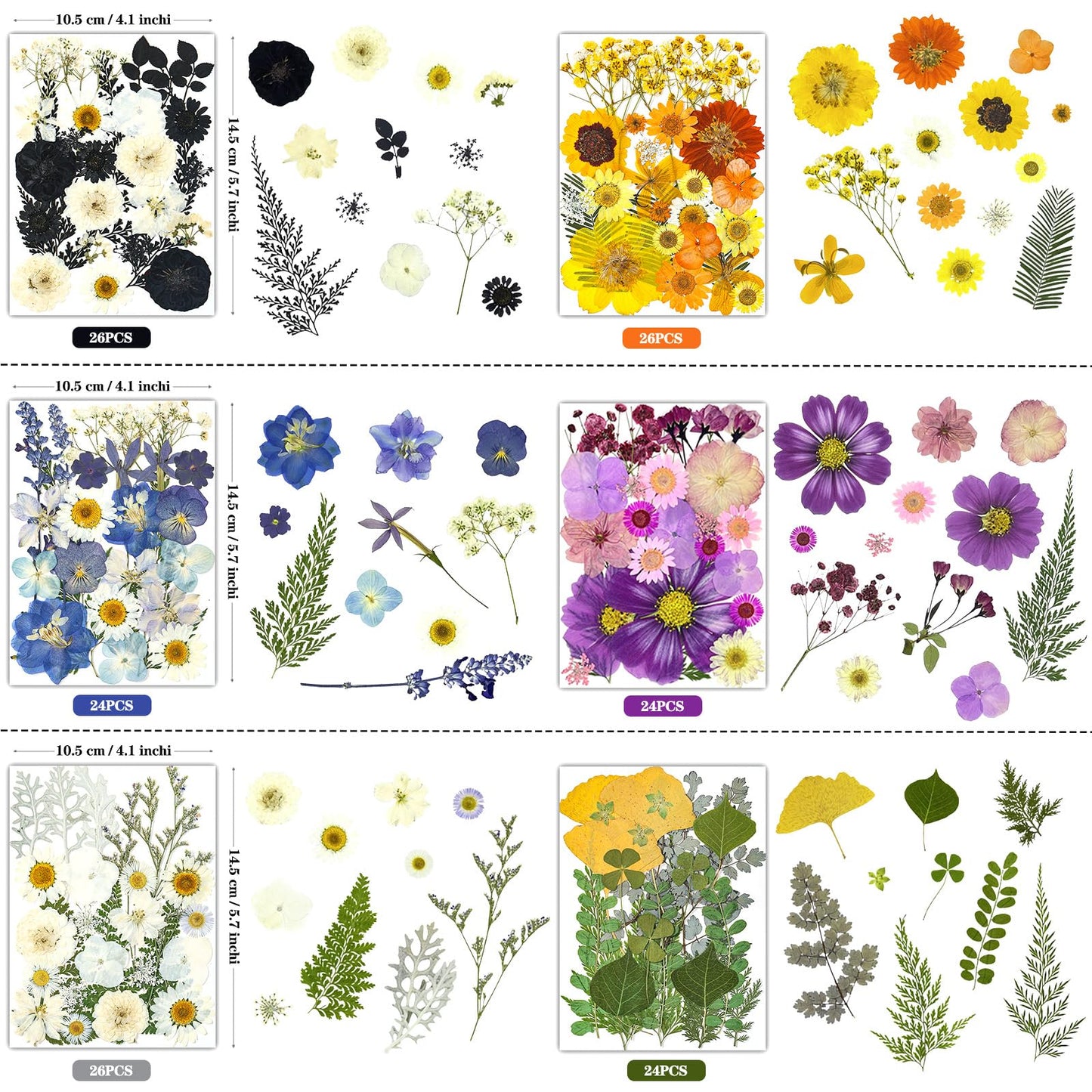 150Pcs Pressed Flowers for Crafts, Colorful Dried Flowers for Crafts Real Natural Dried Pressed Flowers Dry Leaves Bulk for Resin, DIY Art, Scrapbook, Jewelry, Card, Candle & Soap Making with Tweezers