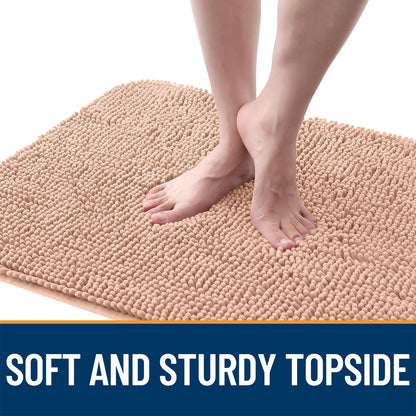 OLANLY Dog Door Mat - Absorbent Non-Slip Washable Doormat for Muddy Paws | 36x24 Peach Chenille Carpet