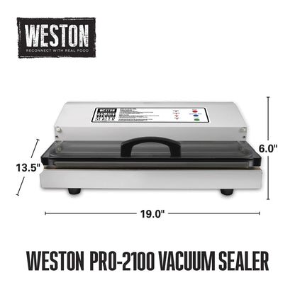 Weston Brands Vacuum Sealer Machine for Food Preservation & Sous Vide, Extra-Wide 5mm Bar for Sealing Bags up to 15", 935 Watts, Pro-2100, White (65-0101)