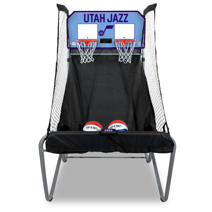 Pop-A-Shot - Home Dual Shot with Utah Jazz NBA Graphics l Sensor Scoring l 16 Game Modes l 7 Balls l Foldable Storage l for All NBA Fans