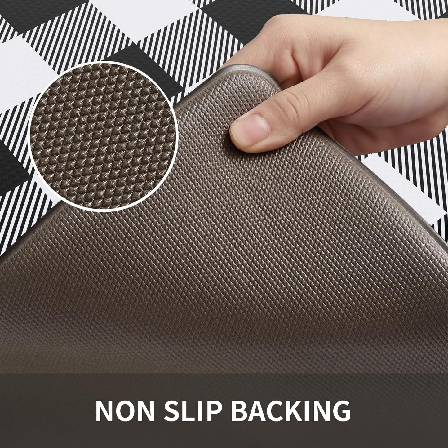 MAYHMYO 2 PCS Anti Fatigue Rugs Non Skid Waterproof Floor Mat Cushioned Black and White Farmhouse Comfort Standing Kitchen Mats for Floor, House, Sink, Office