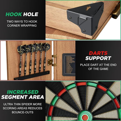 Electronic Dartboard Cabinet Set, Double Wood Door Panel Electric Darts Machine, Multiple Styles Smart Dartboard Darts Game with LED Display for Parties and Game Nights. ﻿