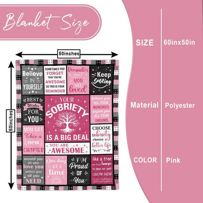 kituzol Sobriety Gifts for Women, Sober Blanket, Addiction Recovery Gift, 1 Year Sober Gift Ideas, AA Gifts Sobriety for Women 60"X50"