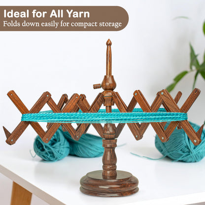 OZYRA Wooden Yarn Cake Winder - Elegant Handmade Yarn Winder for Crocheting, Yarn Winder Large Capacity, Yarn Spinner for Crocheting (R-Combo-2)