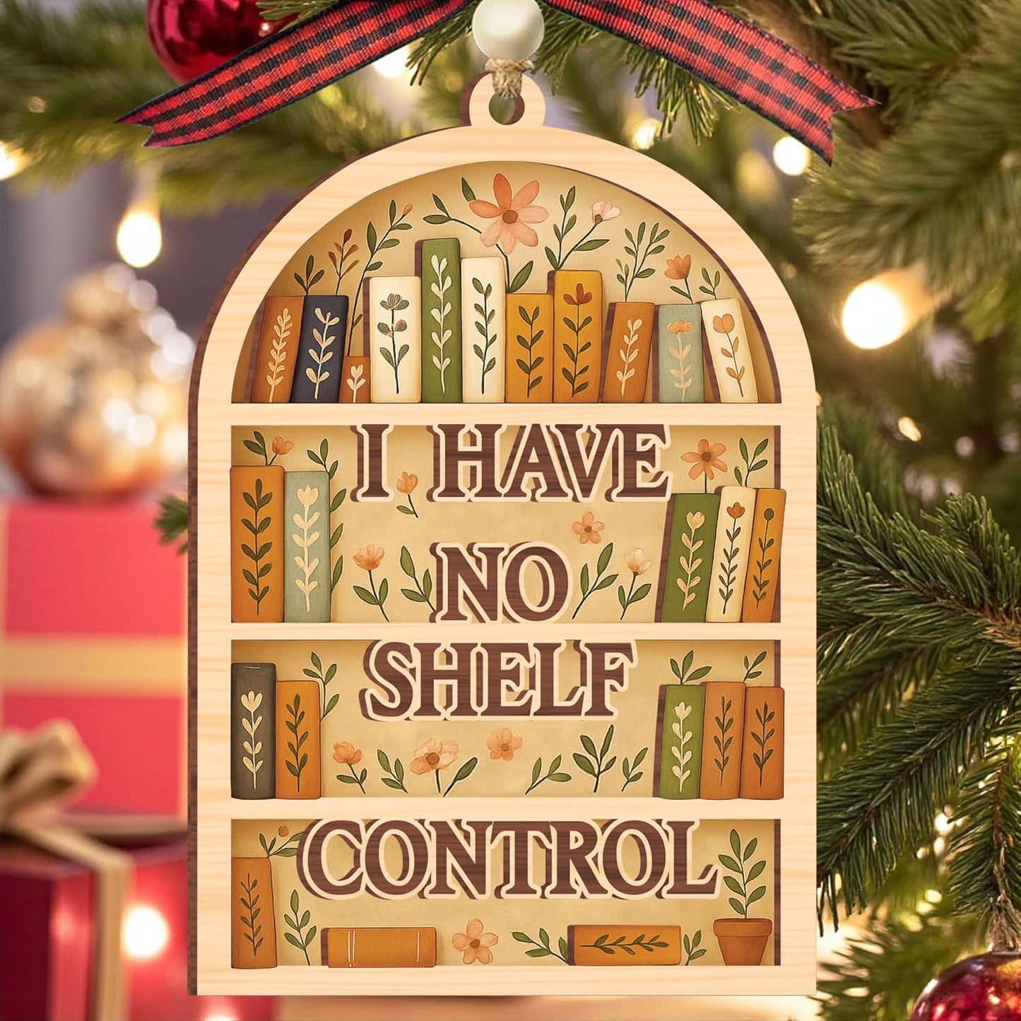 2025, I Have No Shelf Control Book Christmas Ornament Book Lovers Gifts - Book Ornaments for Christmas Tree, Book Lover